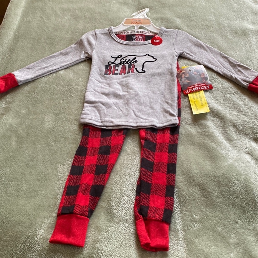 NWT Let’s Get Cozy pajamas size 2T, Red Plaid.